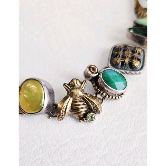 Sterling Silver Mars & Valentine Bee Birds Multi Stone Rare Retired Bracelet - Picture 8 of 13